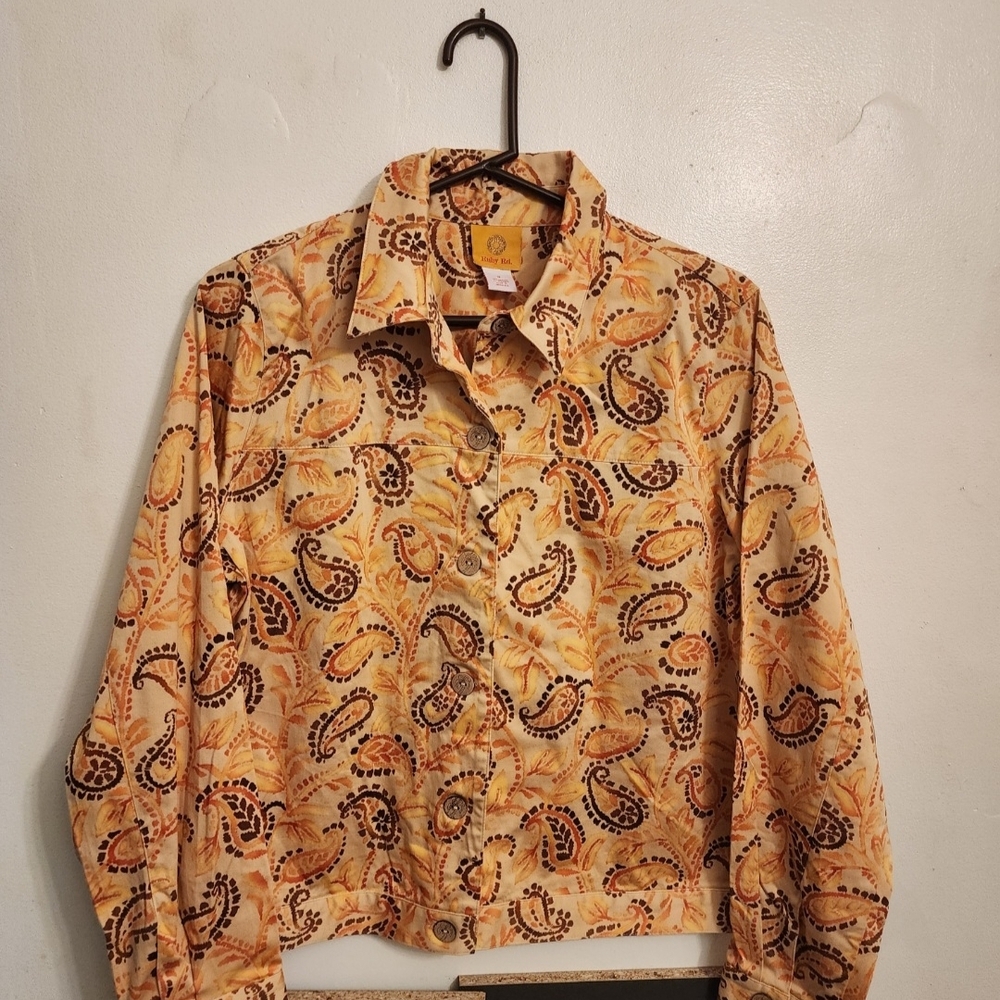 Ruby Rd. Orange Paisley Jean Jacket